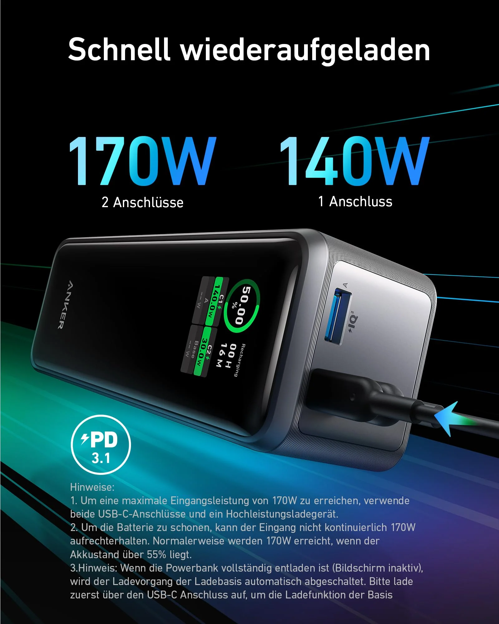 Anker Prime 27650mAh Powerbank (250W) - Image 3