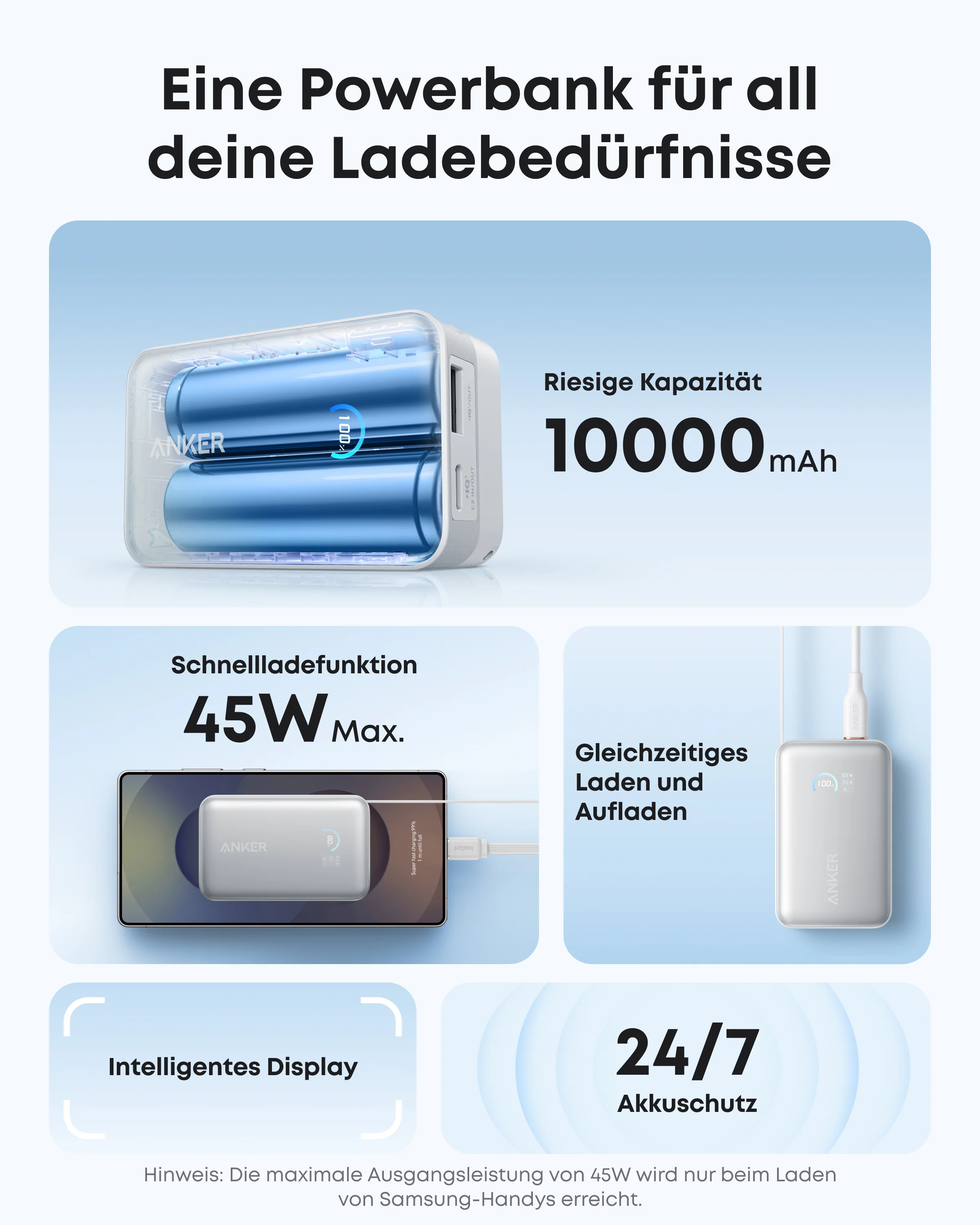 Anker Nano Powerbank (10K, 45W, Integriertes einziehbares USB-C Kabel) - Image 3