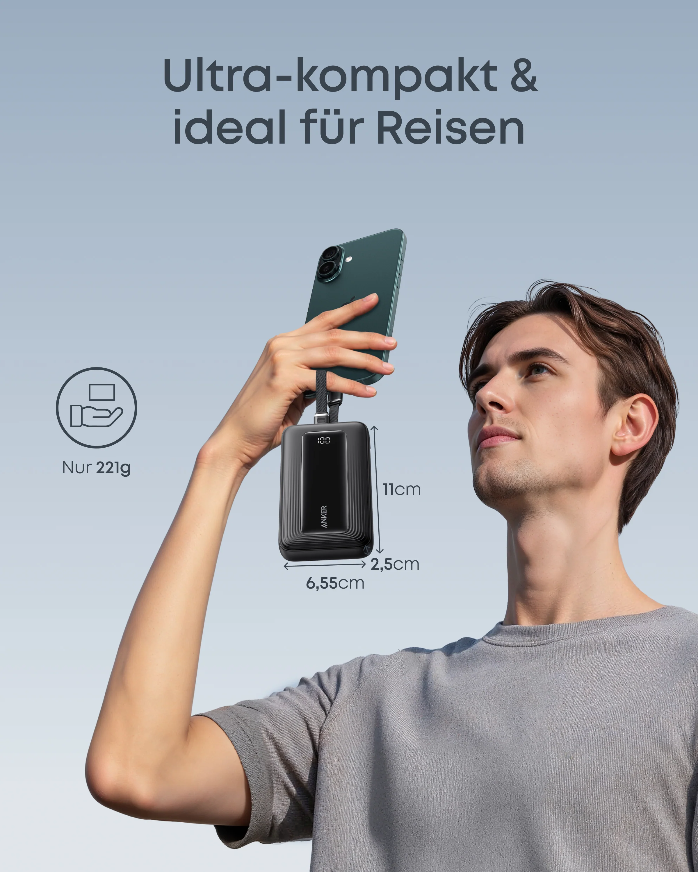 Anker Zolo Powerbank (10000mAh, Integriertes 2x USB-C Kabel) - Image 7