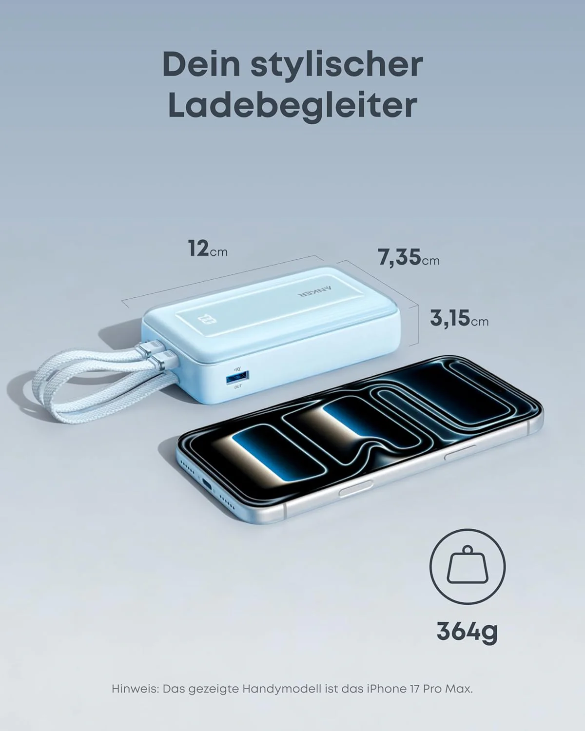 Anker Zolo Powerbank (20K, 45W, zwei integrierte USB-C Kabel) - Image 7