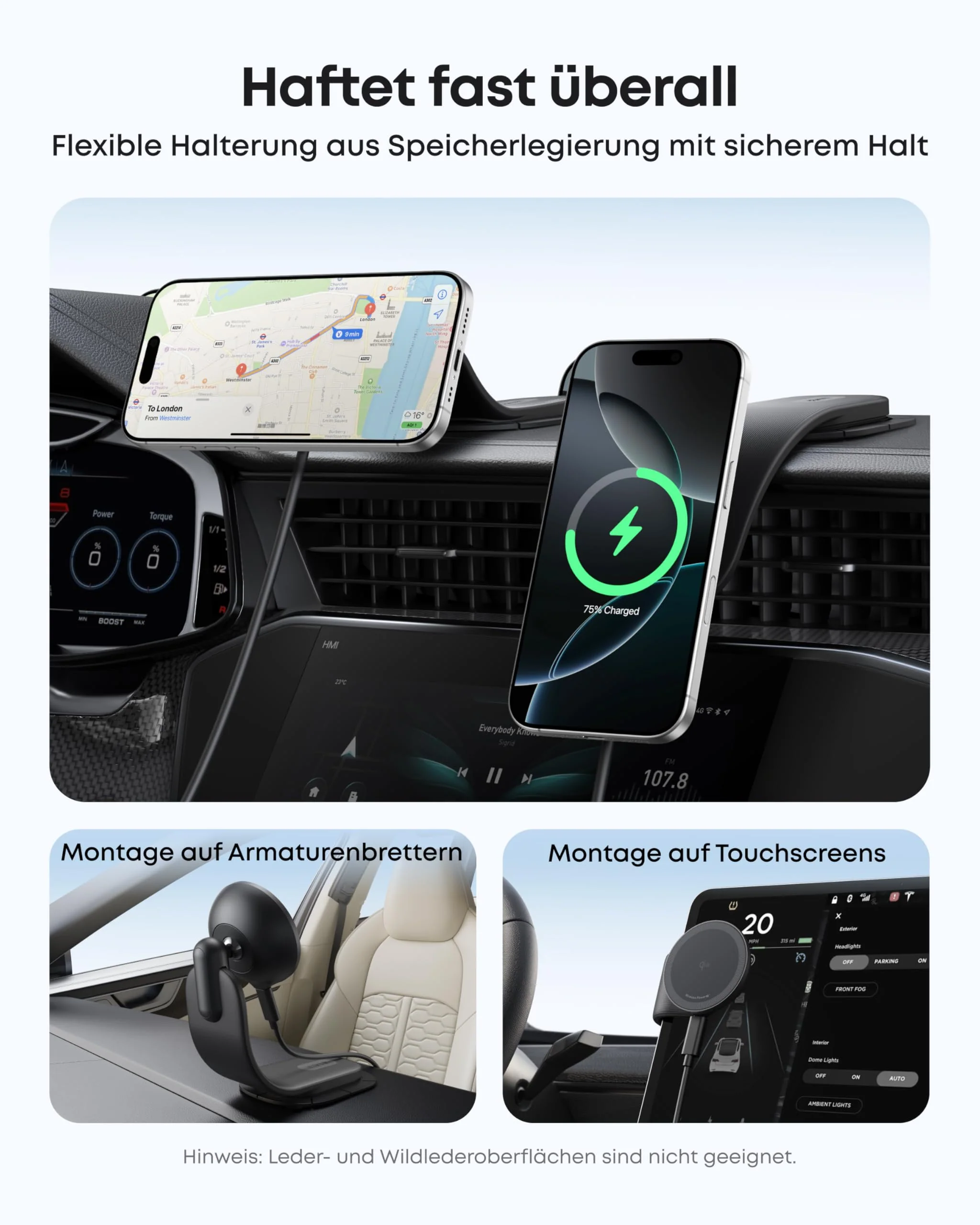 Anker Nano Kabelloses Kfz-Ladegerät (Magnetisch, abnehmbares Ladepad) - Image 3
