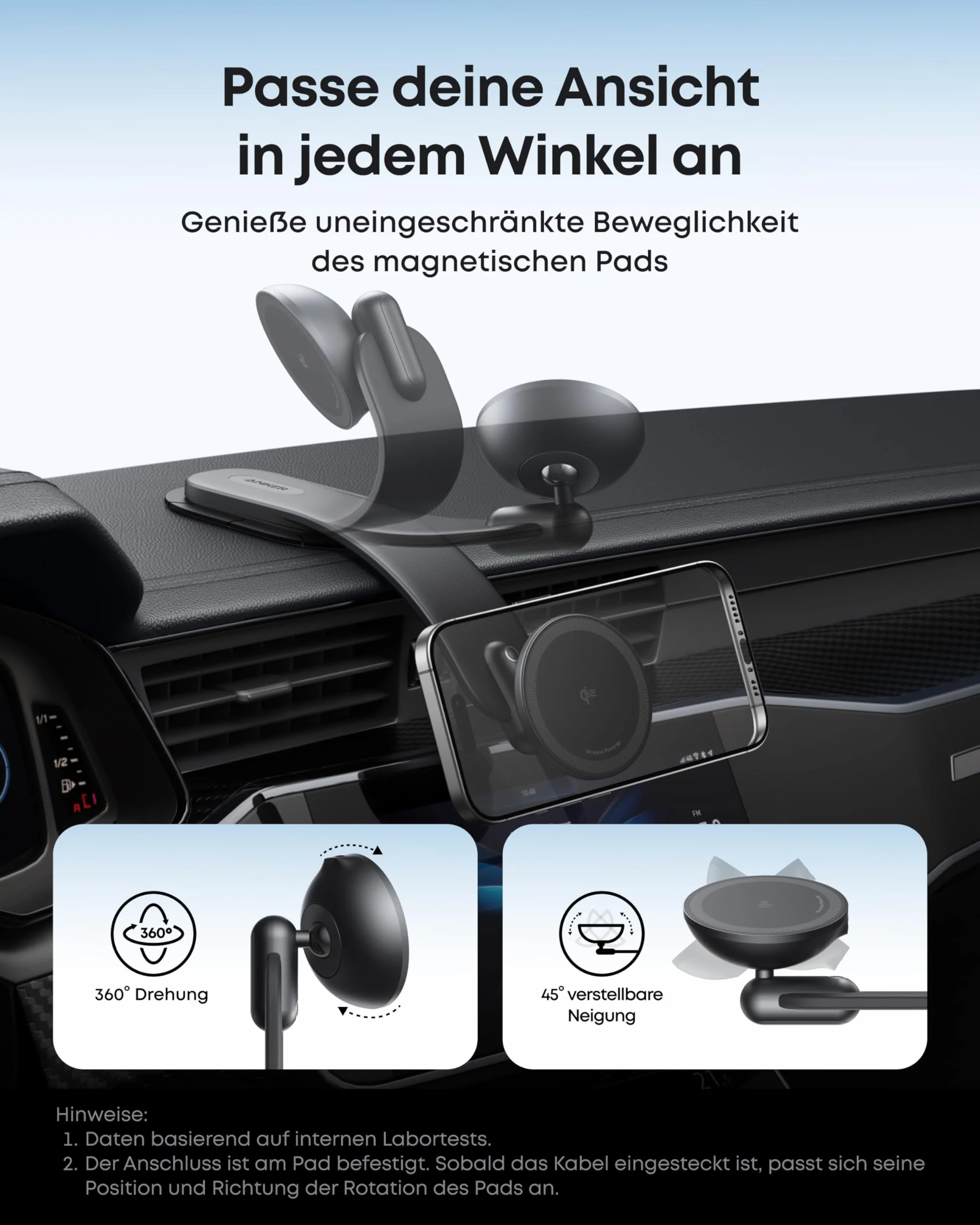 Anker Nano Kabelloses Kfz-Ladegerät (Magnetisch, abnehmbares Ladepad) - Image 4