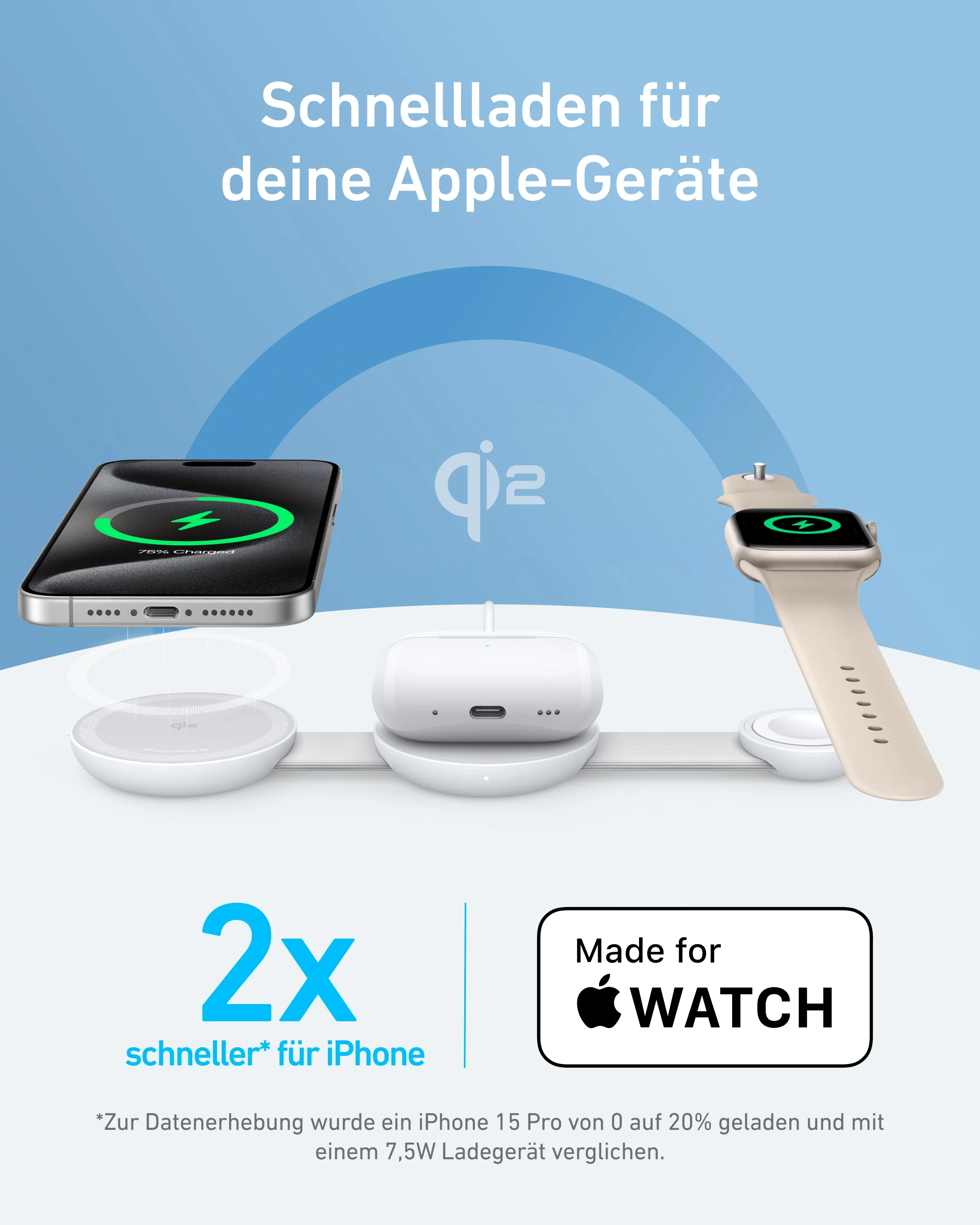 Anker MagGo Kabellose Ladestation (3-in-1, Faltbares Ladepad) - Image 3