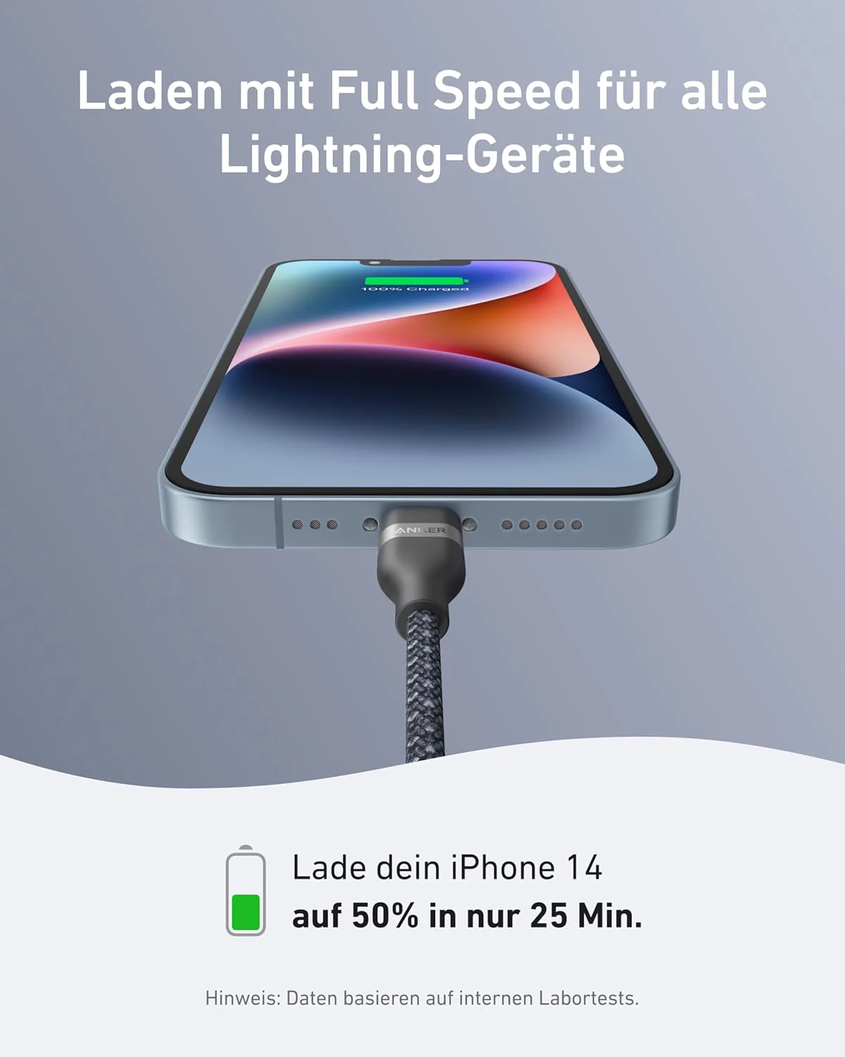 Anker USB-C auf Lightning Kabel (1,8m, Upcycled-Flechtgewebe) - Image 2