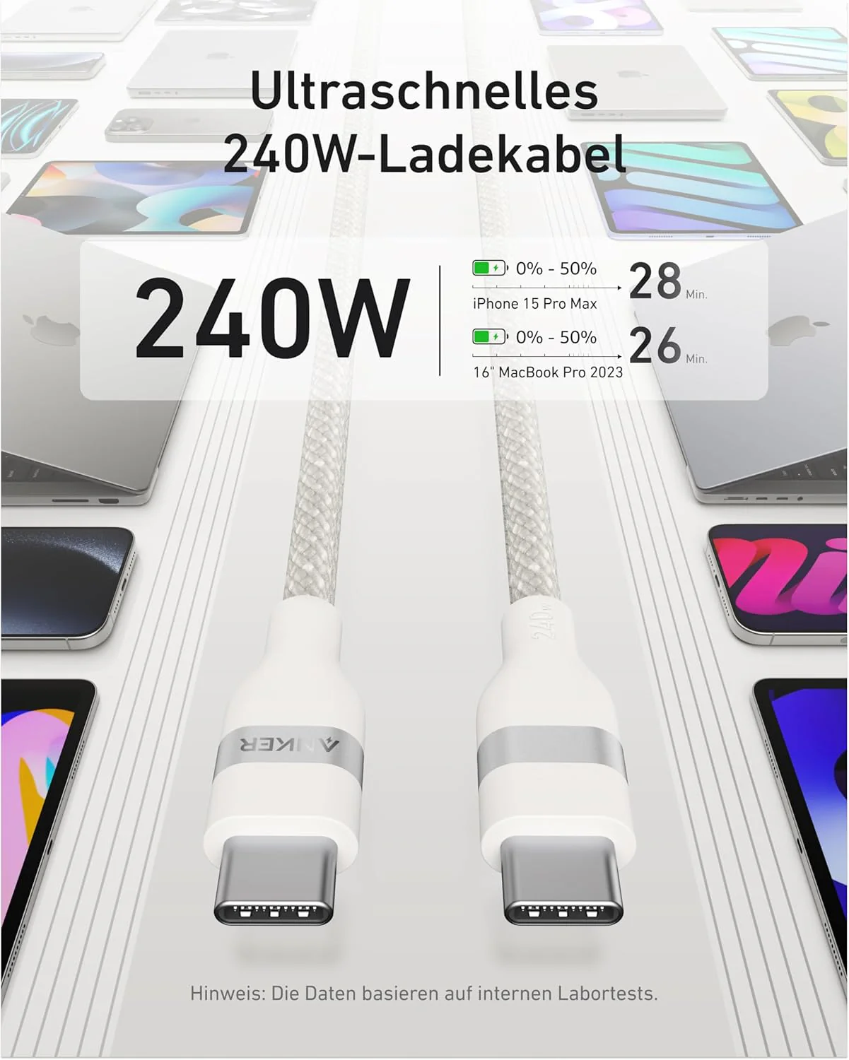 Anker USB-C auf USB-C Kabel (90cm/180cm, 240W, Upcycled-Geflochten) - Image 20