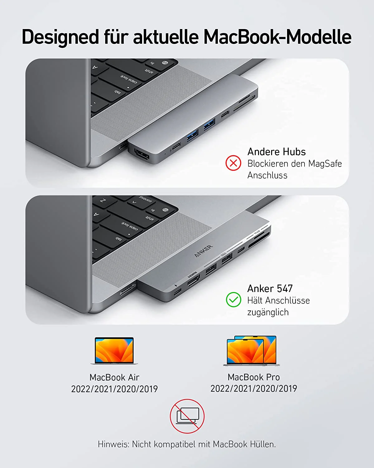 Anker <b>547</b> USB-C Hub (7-in-2, für MacBook, in Grau) - Image 3