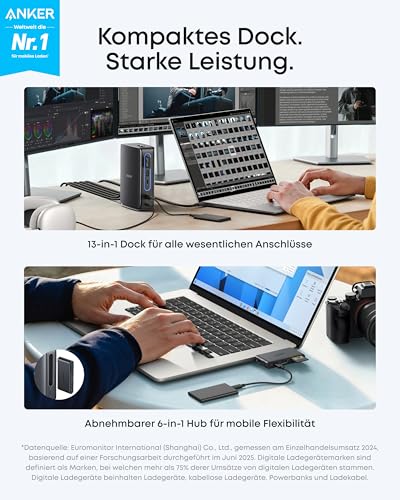 Anker Nano Dockingstation (13-in-1, Triple-Display, Integrierter abnehmbarer Hub) - Image 2