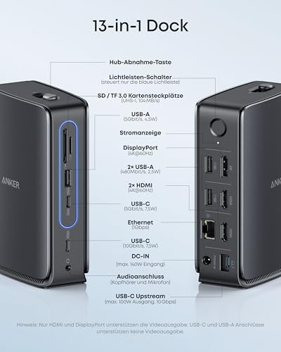 Anker Nano Dockingstation (13-in-1, Triple-Display, Integrierter abnehmbarer Hub) - Image 5