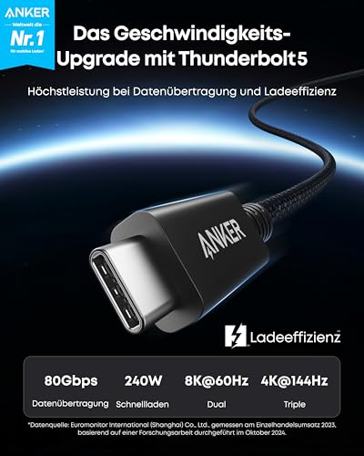 Anker Prime Thunderbolt 5 Kabel (100cm, 80Gbps, 240W) - Image 2