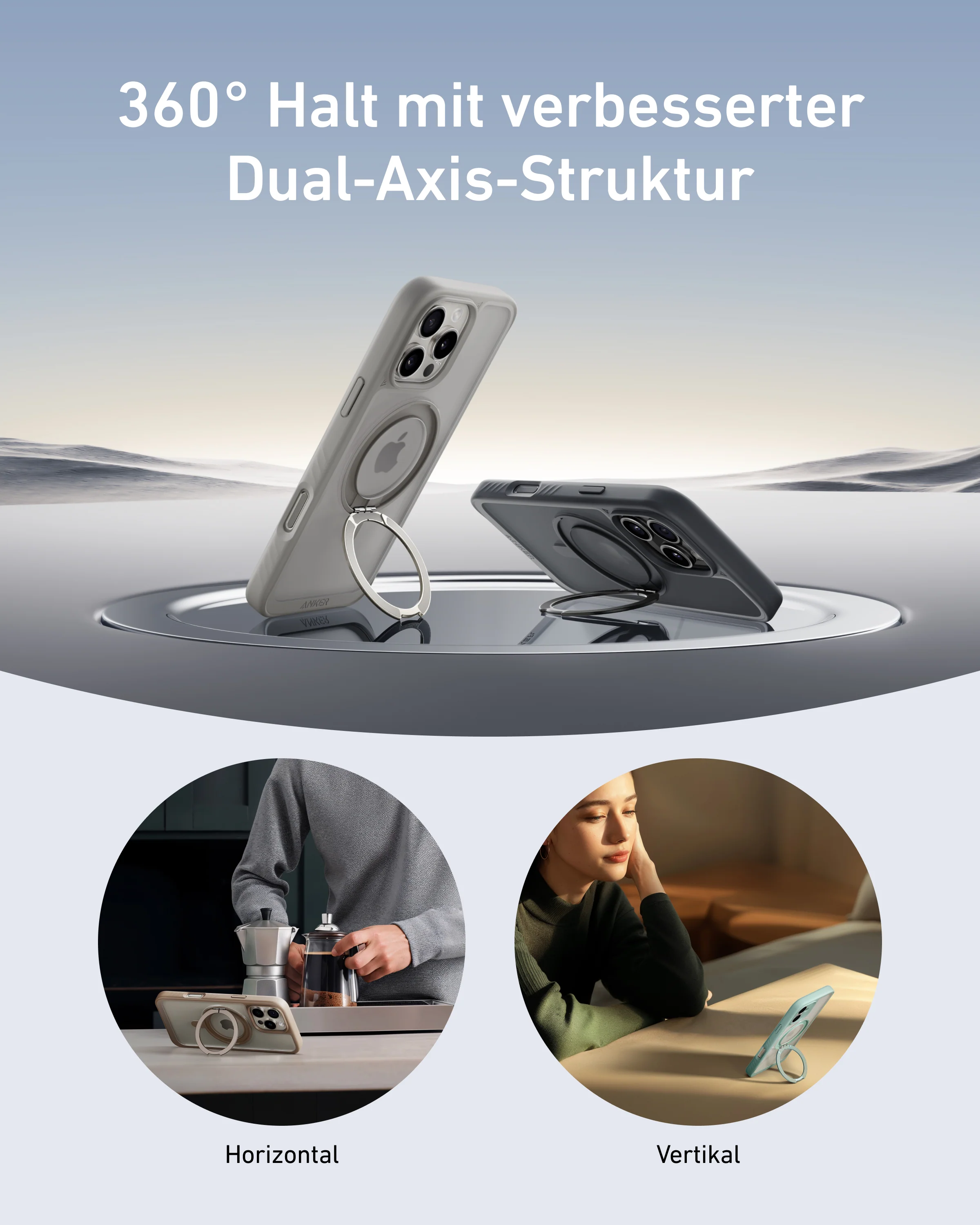 Anker MagGo Magnetisches Handy-Case mit Ständer (360° Ringständer, für iPhone 16) - Image 3