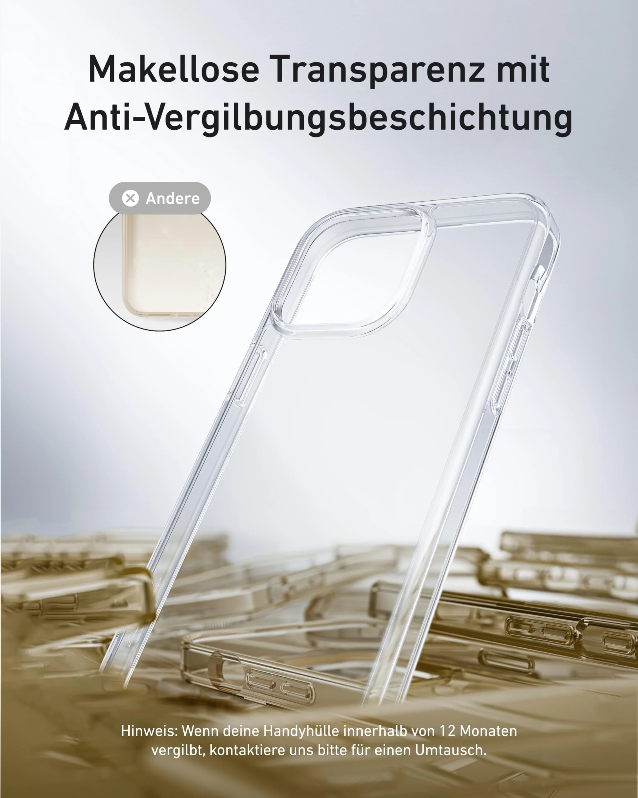 Anker iPhone 16 Hülle, Stoßfest nach Militärstandard, Transparent & Vergilbungsresistent - Image 2