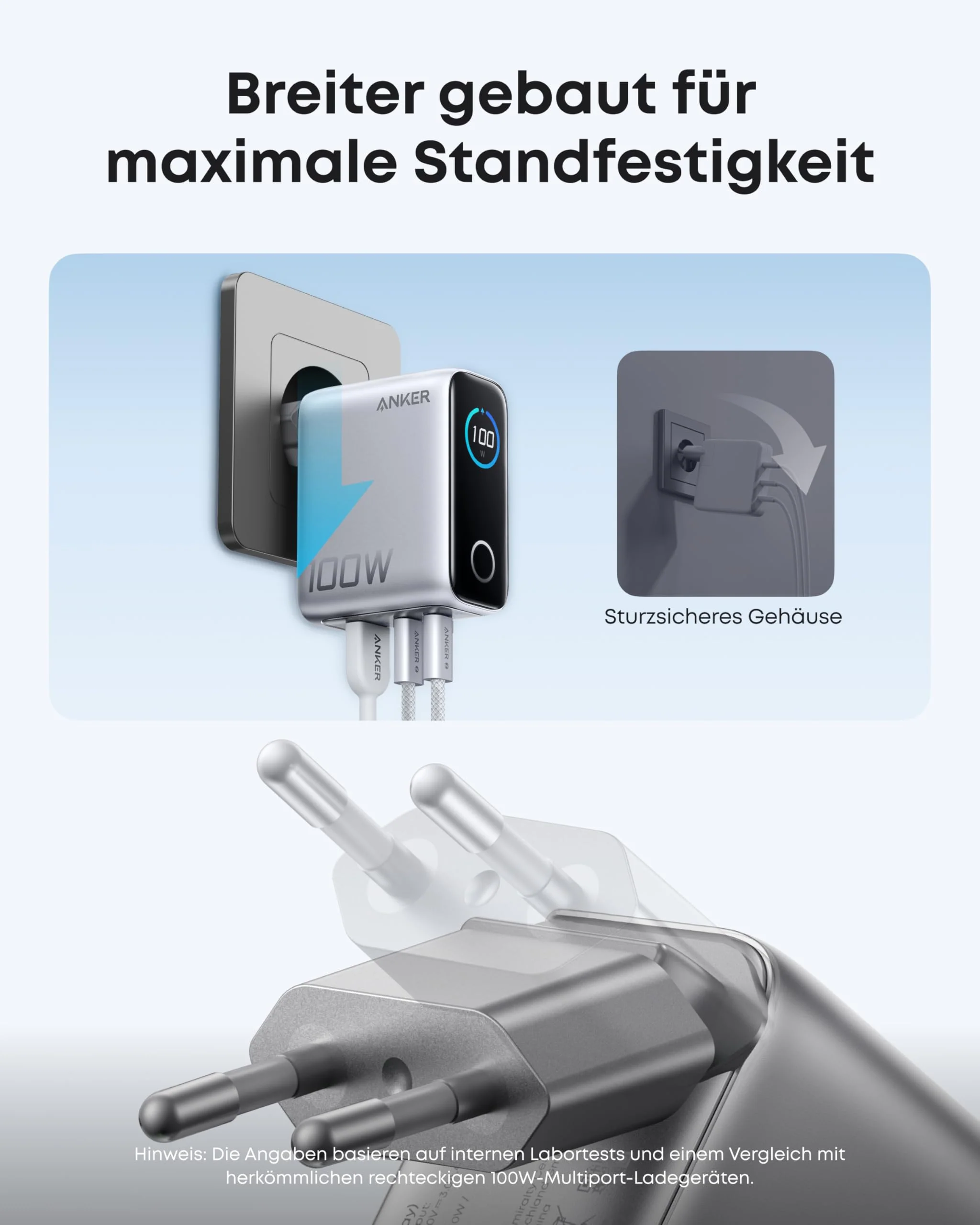 Anker Ladegerät (100W, 3 Ports, Smart Display) mit USB-C Kabel - Image 11