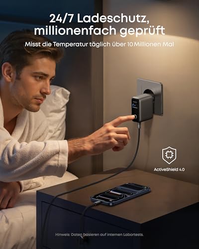 Anker Ladegerät (100W, 3 Ports, Smart Display) mit USB-C Kabel - Image 7