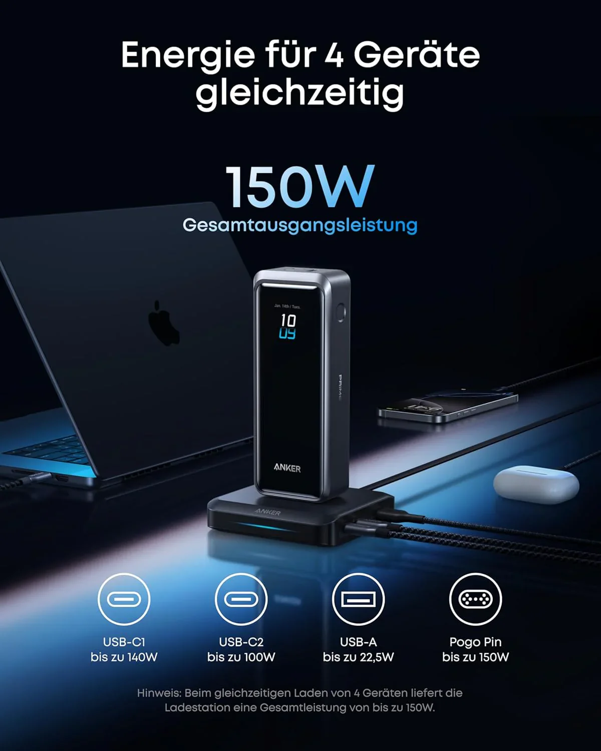 Anker Prime Powerbank (20K, 220W) + Anker Prime Ladebasis (150W, 3 Ports) - Image 9
