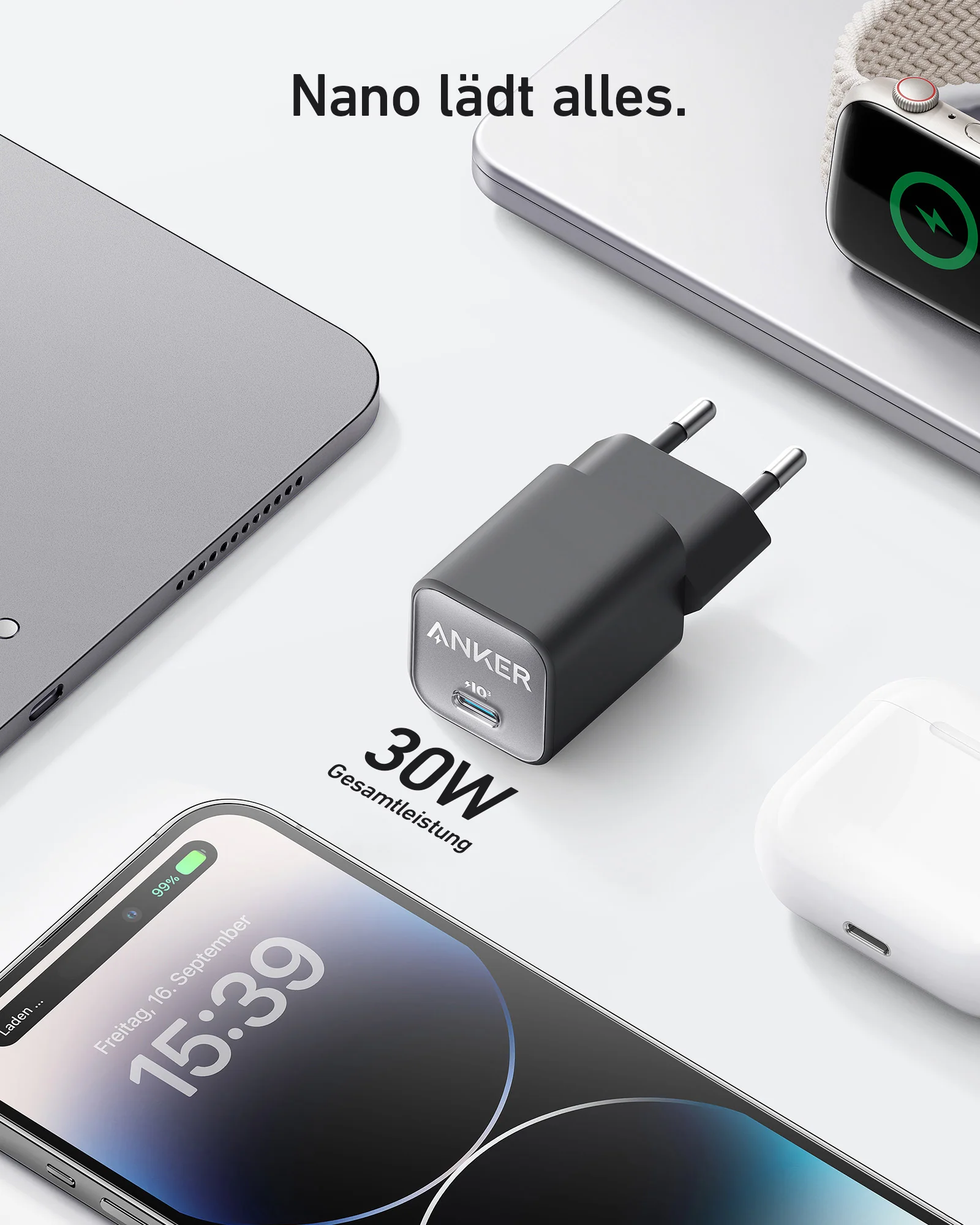 Anker Zolo Ladegerät (70W, 4 Ports) + Anker 511 Ladegerät (Nano 3, 30W) + Anker Prime USB-C auf USB-C Kabel Doppelpack (0,9m, 240W, Upcycled-Flechtdesign) - Image 10