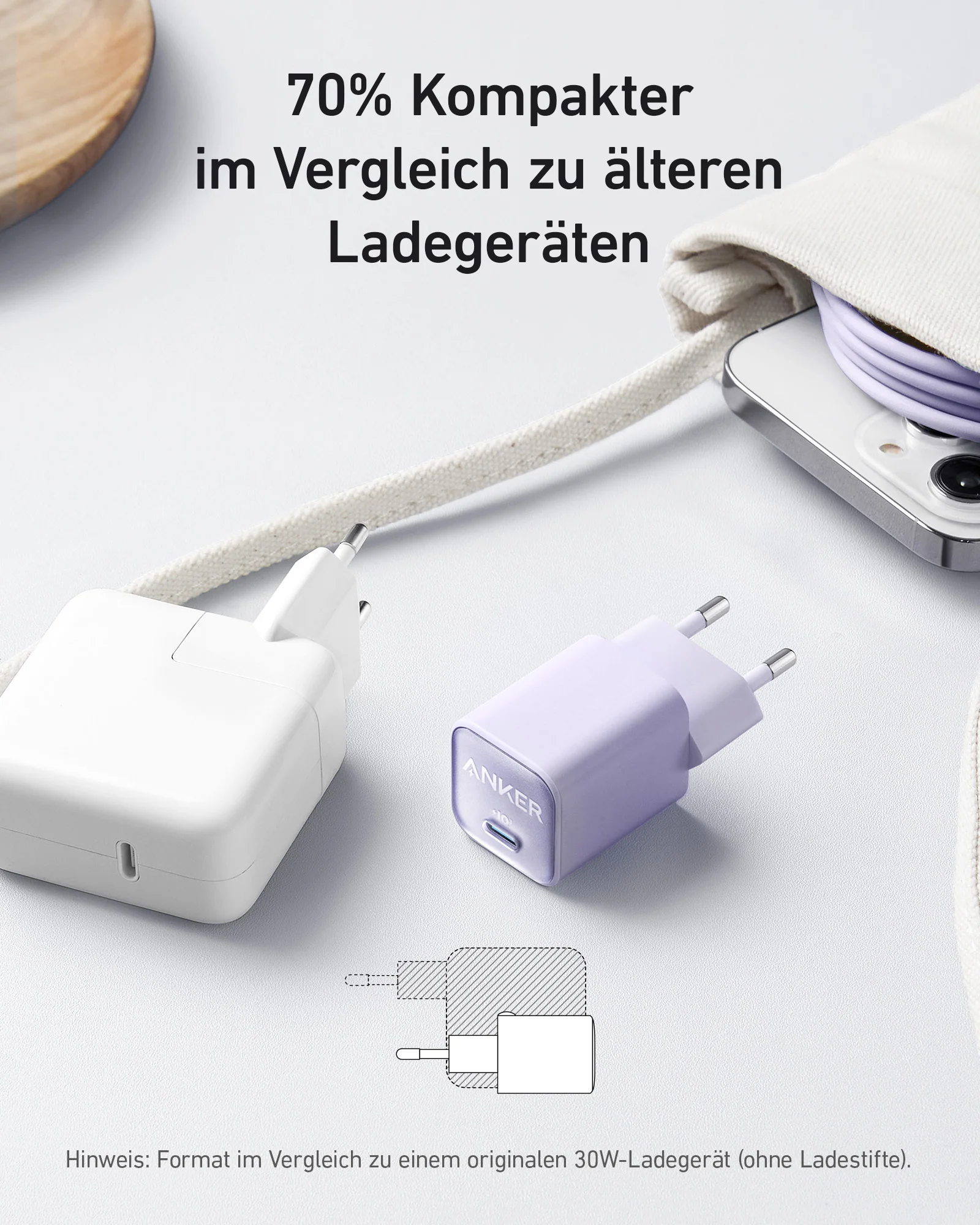 Anker Zolo Ladegerät (70W, 4 Ports) + Anker 511 Ladegerät (Nano 3, 30W) + Anker Prime USB-C auf USB-C Kabel Doppelpack (0,9m, 240W, Upcycled-Flechtdesign) - Image 11