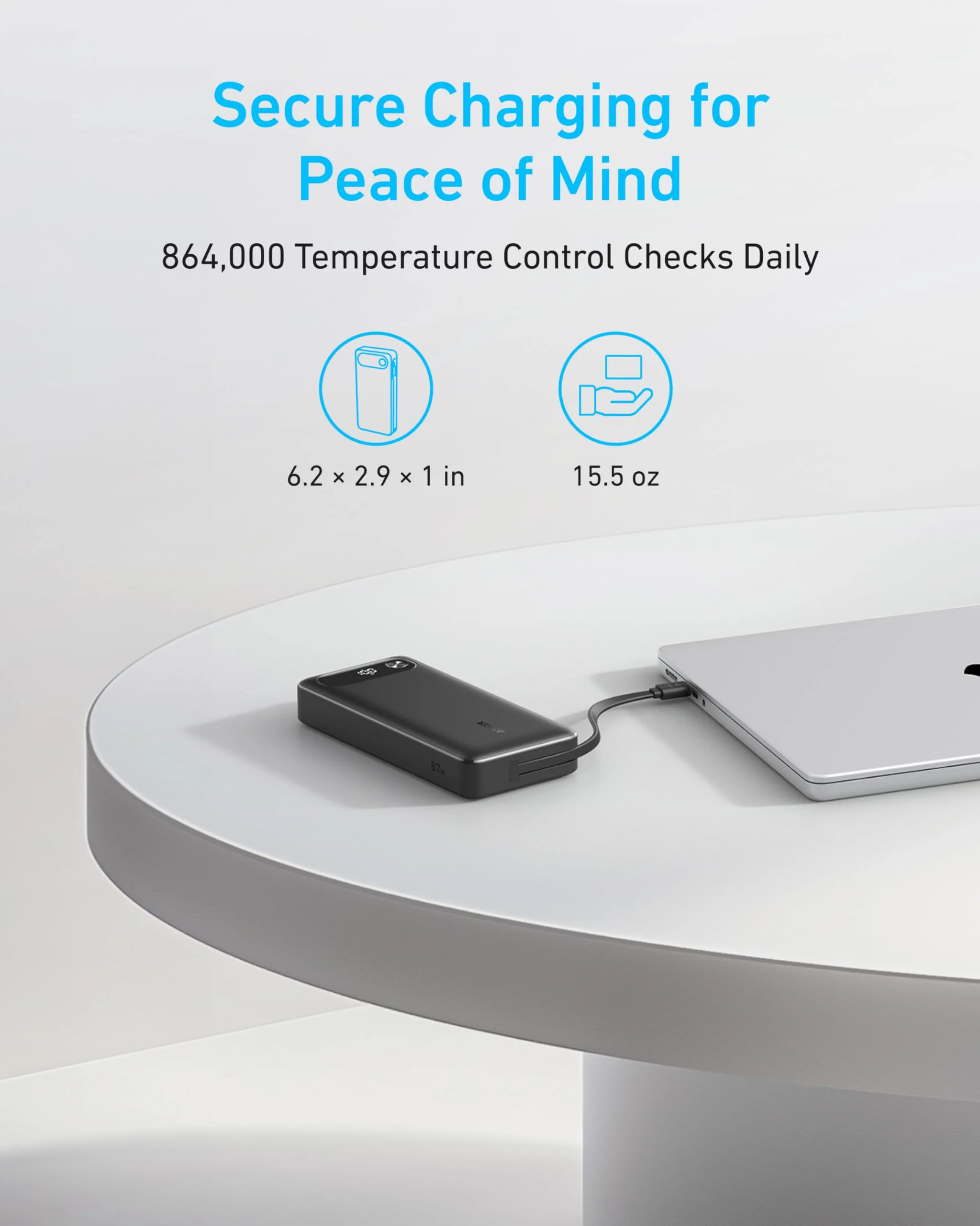 Anker Powerbank (20K, 87W, Integriertes USB-C Kabel) - Image 6