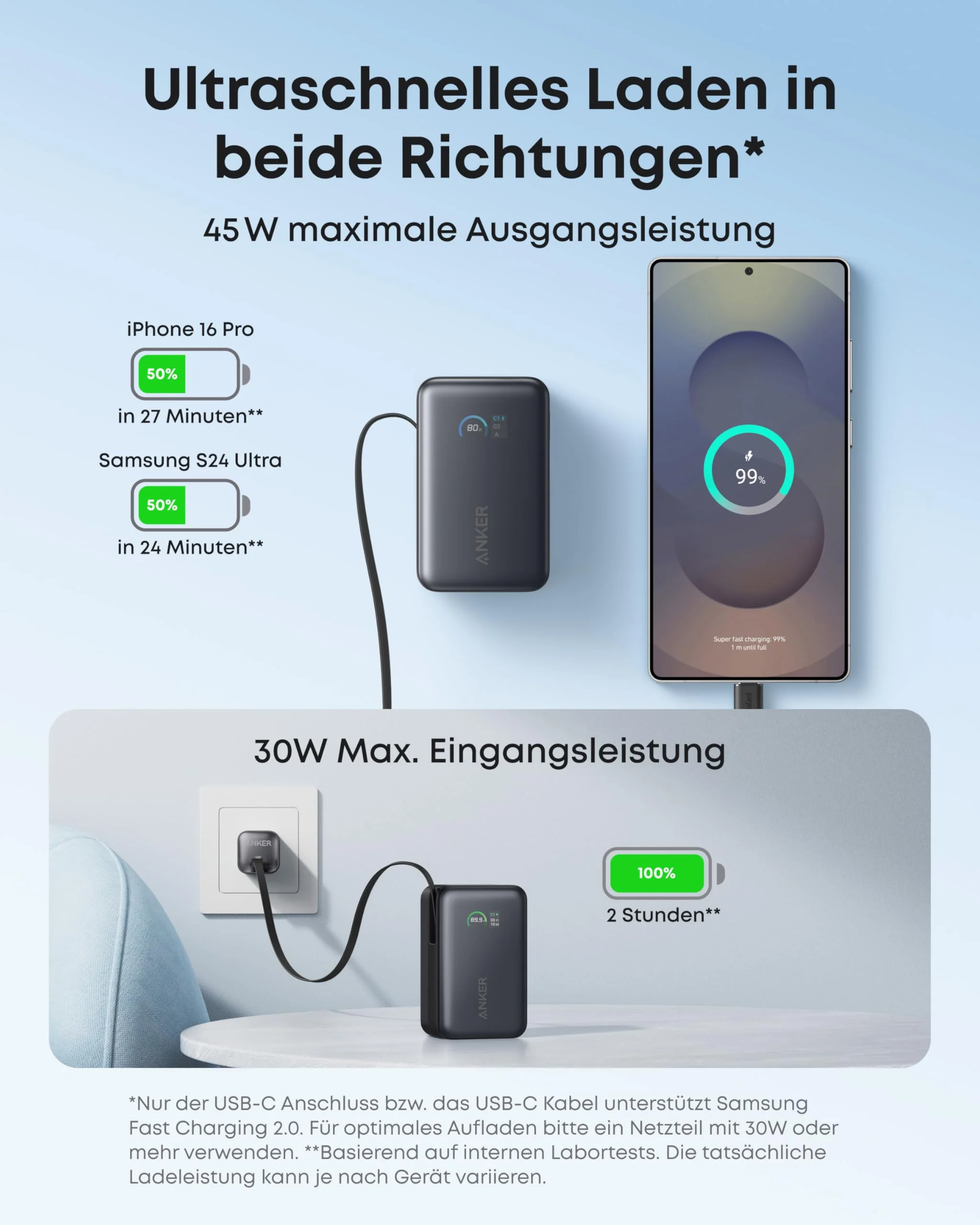 Anker Nano Powerbank (10K, 45W, Integriertes einziehbares USB-C Kabel) - Image 10