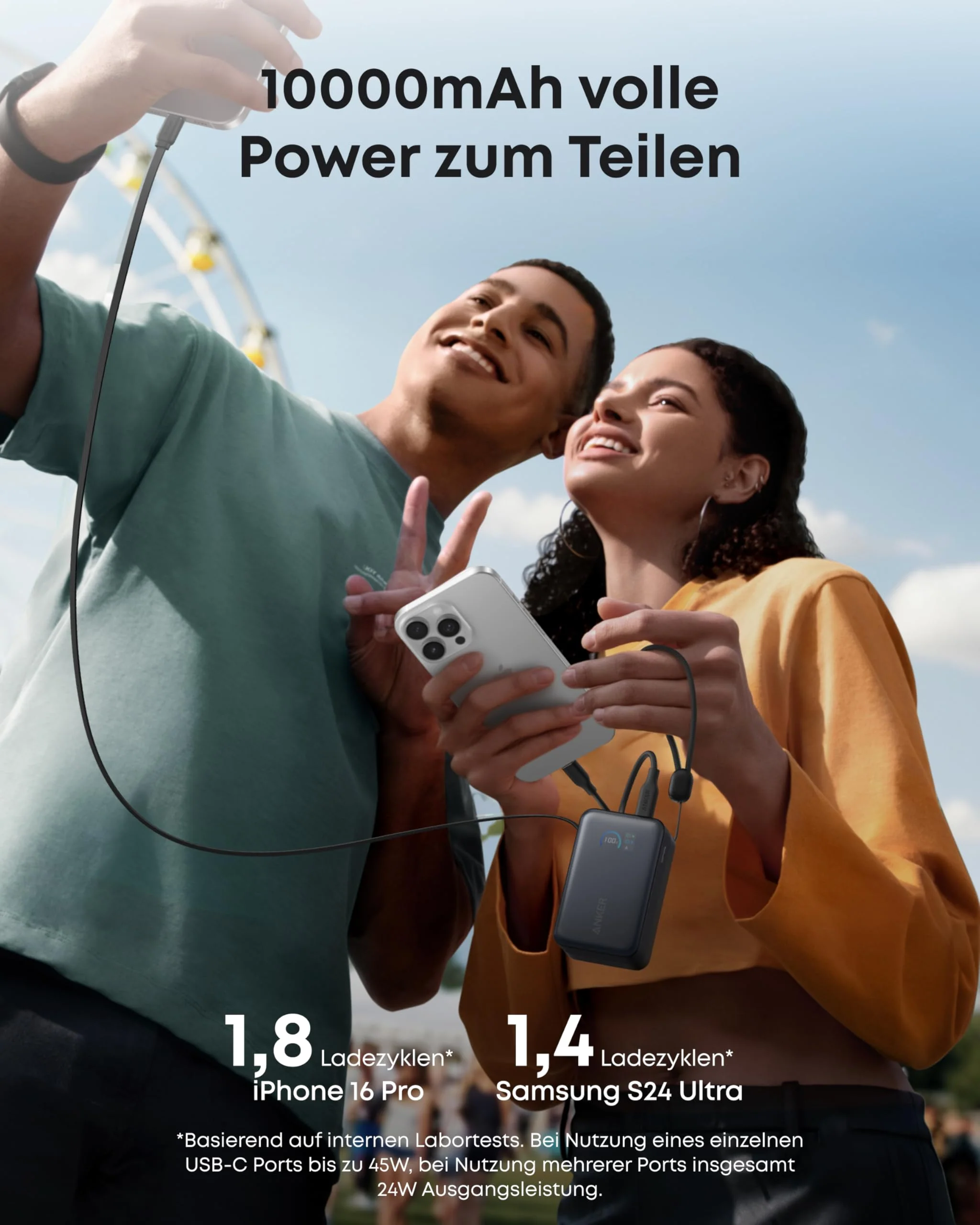 Anker Nano Powerbank (10K, 45W, Integriertes einziehbares USB-C Kabel) - Image 11