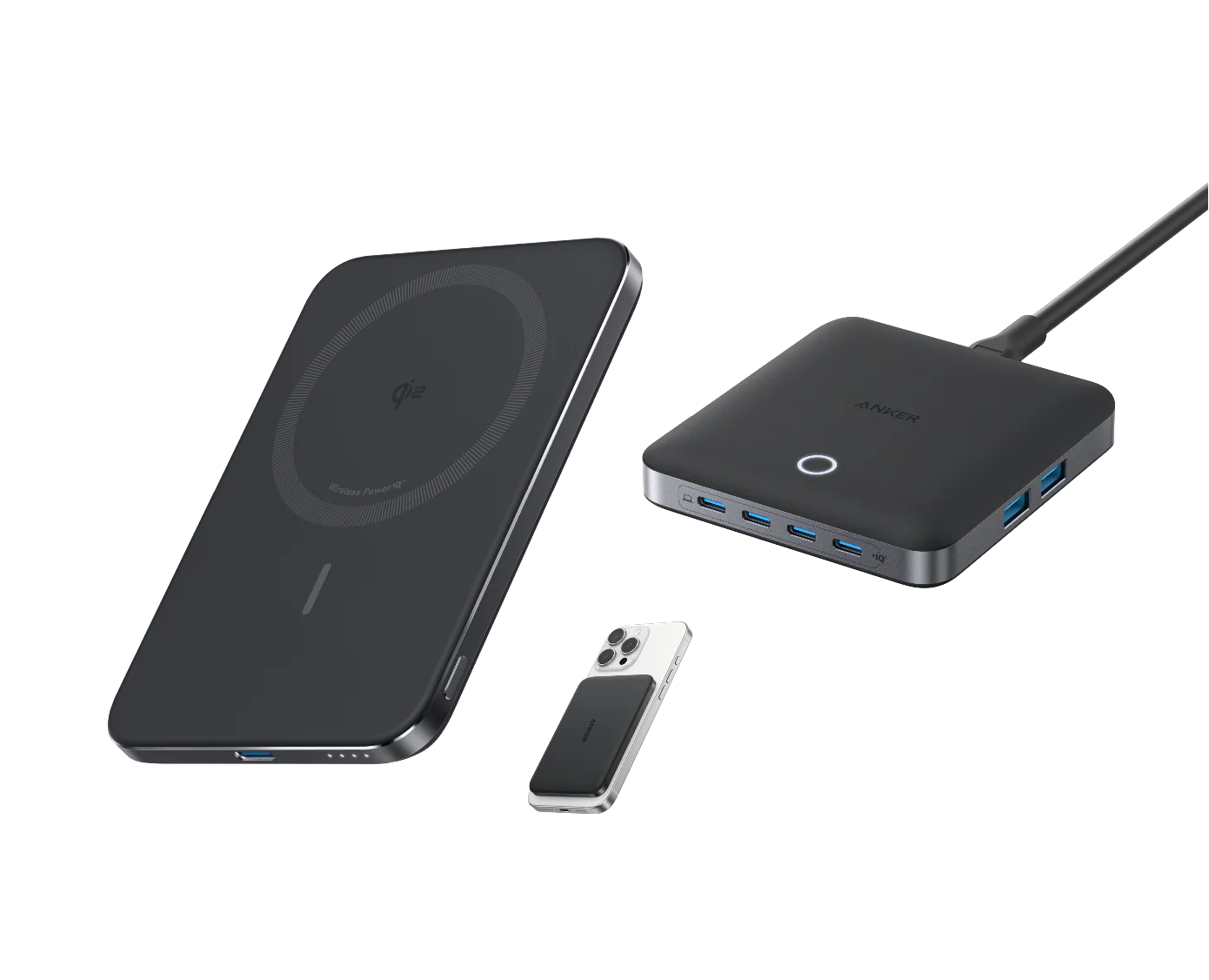 Anker Nano Powerbank (5K, Magnetisch, Slim) + Anker Nano Ladegerät (130W, 6 Ports)