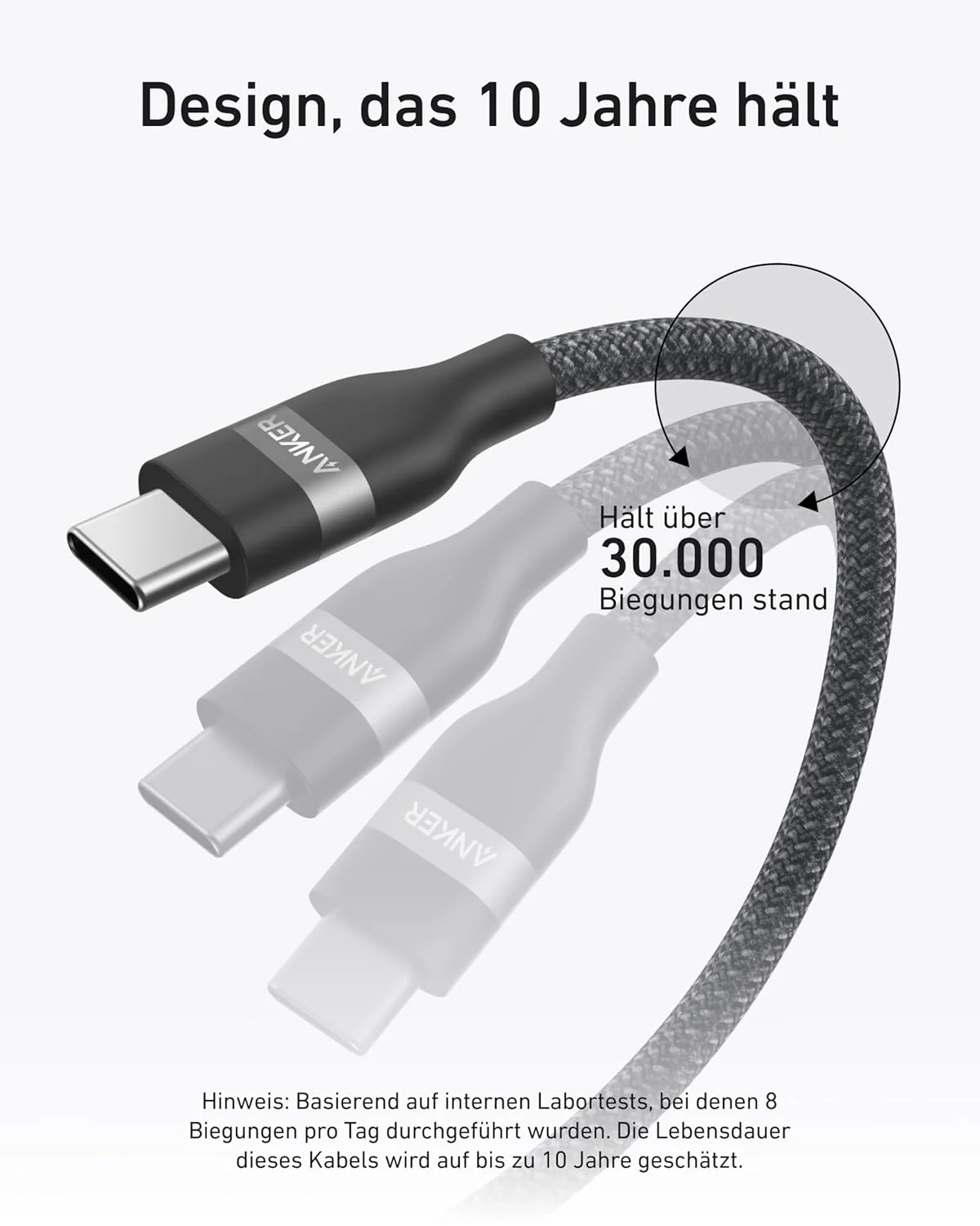 Anker USB-C auf USB-C Kabel (90cm/180cm, 240W, Upcycled-Geflochten) - Image 3