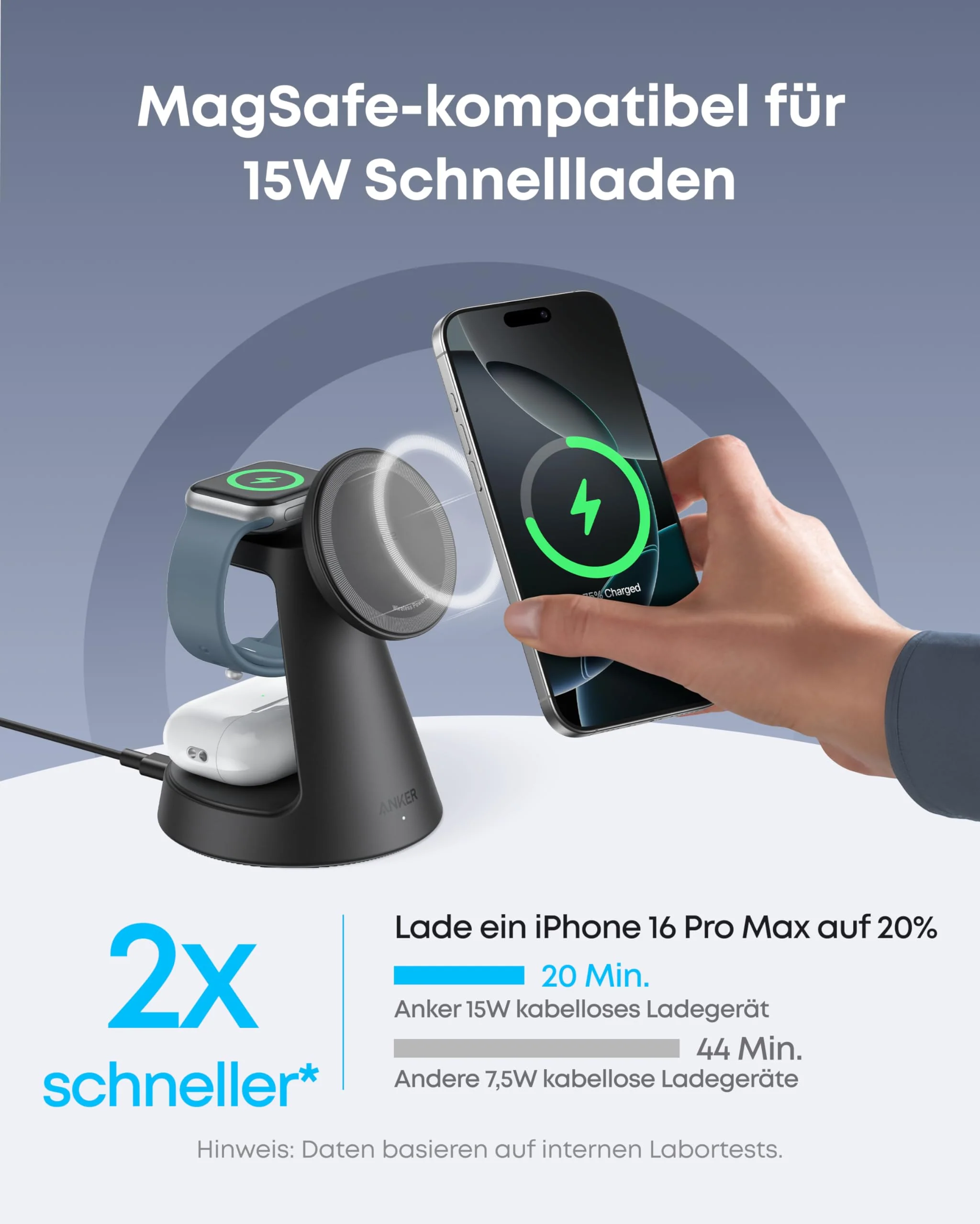 Anker kabellose Ladestation (3-in-1, Magnetischer, Ständer) - Image 3