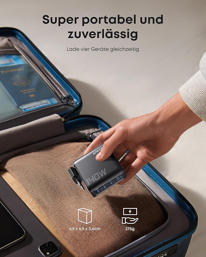 Anker Prime Kabellose Ladestation (3-in-1 Ständer)+Anker Ladegerät (140W, 4-Port, PD 3.1) mit USB-C Kabel - Image 14