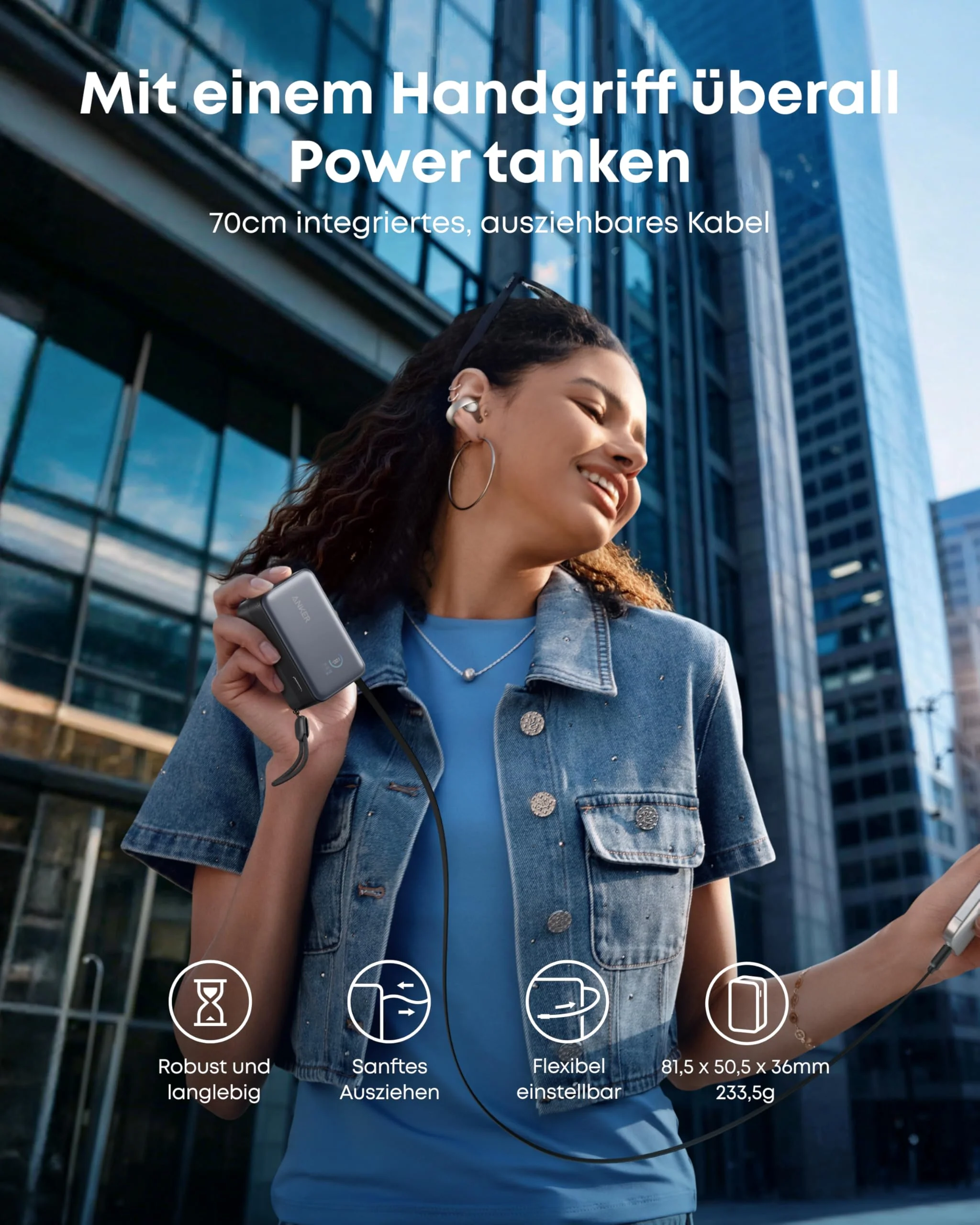 Anker Ladegerät (140W, 4-Port, PD 3.1) mit USB-C Kabel + Anker Nano Powerbank (10K, 45W, Integriertes einziehbares USB-C Kabel) - Image 11