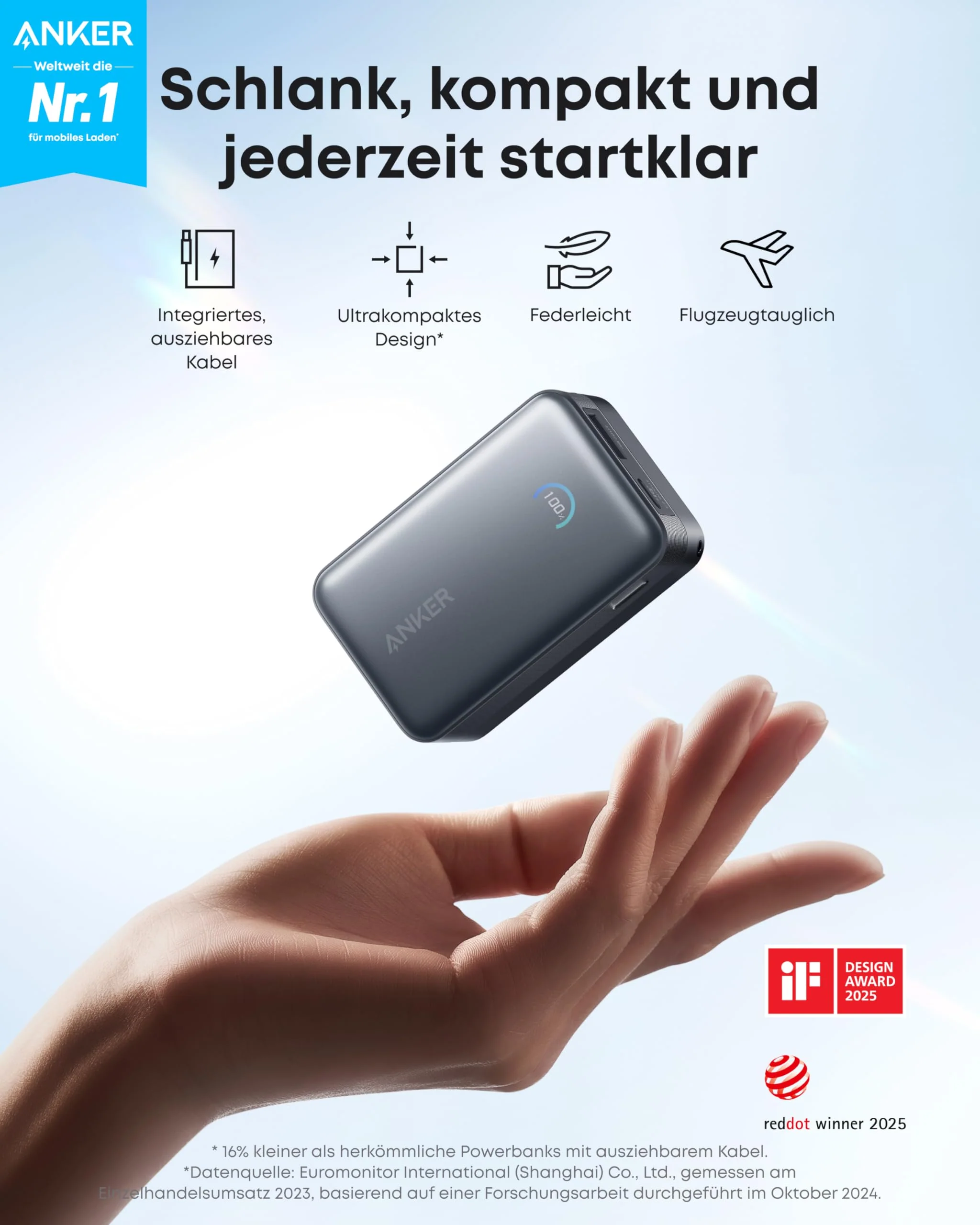 Anker Ladegerät (140W, 4-Port, PD 3.1) mit USB-C Kabel + Anker Nano Powerbank (10K, 45W, Integriertes einziehbares USB-C Kabel) - Image 7